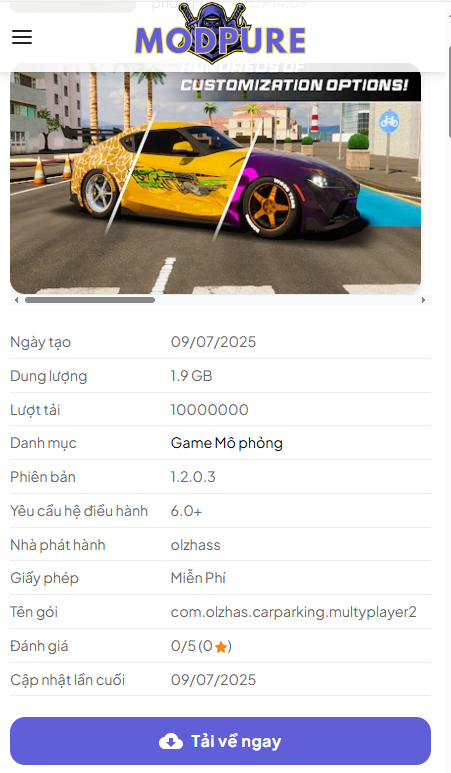 Hướng Dẫn Tải Và Cài Đặt Bản Car Parking 2 Mod Full Tiền, Full Vàng Bản Mới Nhất